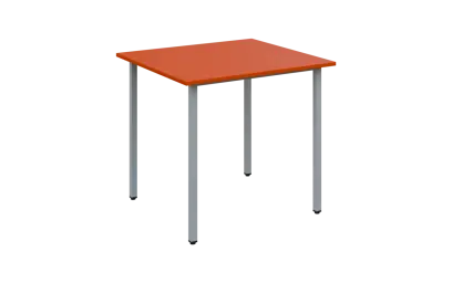 JSB 80N Jídelní stůl 800 x 800 mm, deska pomeranč / podnož stříbrná